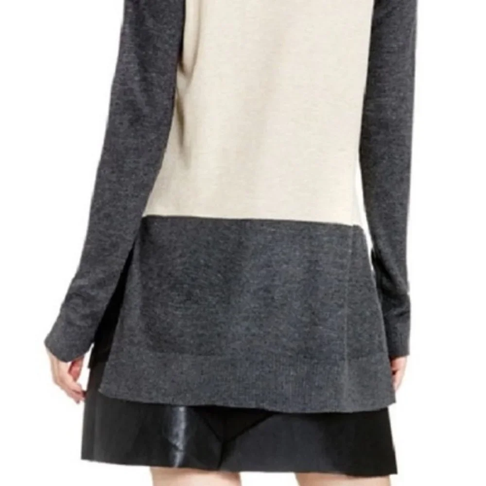 Vince Camuto Colorblock Waffle Knit V-Neck Sweater
